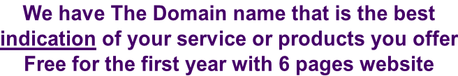 We have The Domain name that is the best  indication of your service or products you offer Free for the first year with 6 pages website